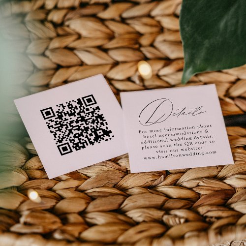 Elegant Script Lavender QR Code Wedding Details Enclosure Card