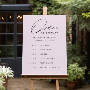Elegant Script Lavender Wedding Order of Events Foam Board