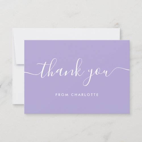 Elegant Script Lavender Wedding Shower Birthday Thank You Card