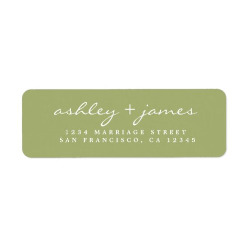 Elegant Script Leaf Green Wedding Return Address Label