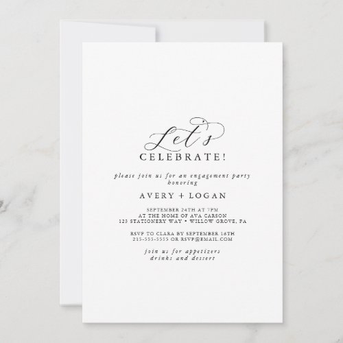 Elegant Script Lets Celebrate Invitation