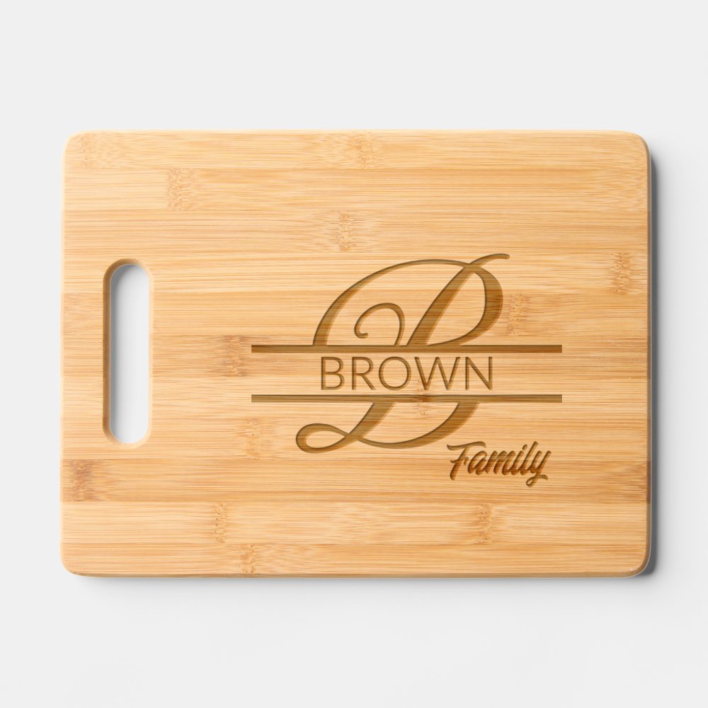 Disover Elegant Script Letter B Monogram Family Name Cutting Board