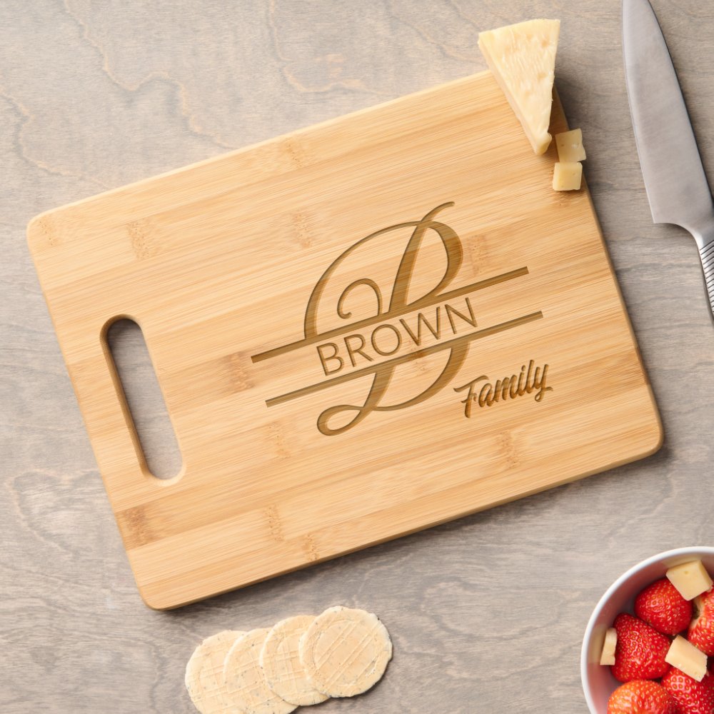 Disover Elegant Script Letter B Monogram Family Name Cutting Board