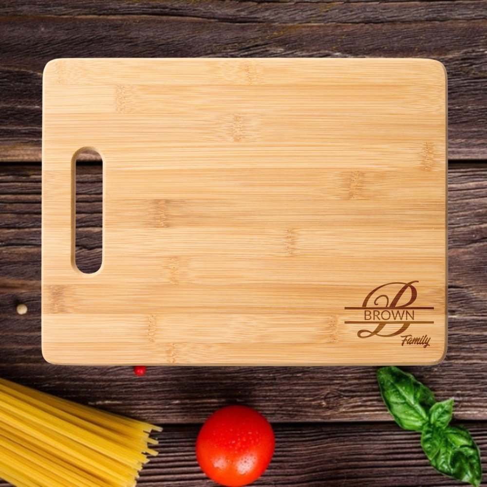 Discover Elegant Script Letter B Monogram Family Name Cutting Board