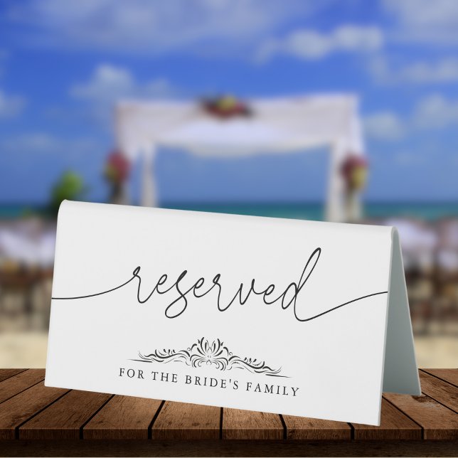 Elegant Script Letterpress Reserved Wedding Table Tent (Creator Uploaded)