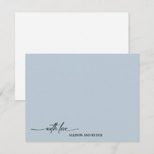 Elegant Script Light Blue With Love Thank You Note Card
