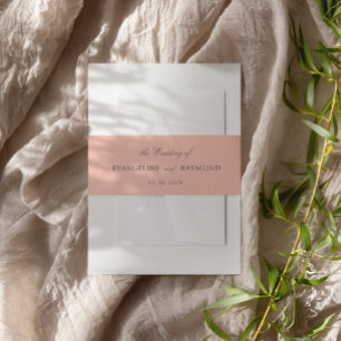 Elegant Script Light Coral Rococo Wedding Invitation Belly Band