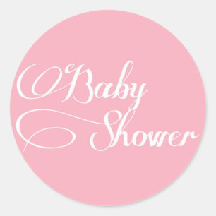 Elegant Script Light Pink Baby Shower Sticker