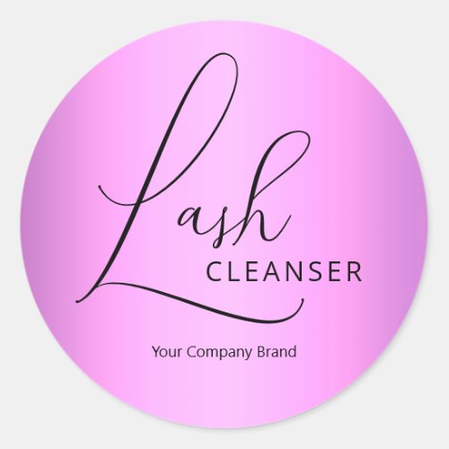 Elegant Script Lilac Purple Lash Cleanser Classic Round Sticker