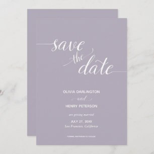 Elegant Script Lilac Wedding Save the Date Cards