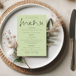 Elegant Script Lime Cream Green Wedding Menu Card<br><div class="desc">Elegant Script Lime Cream Green Wedding Menu Card, with a stylish set script for the header Menu. Easily personalise the rest of the text to your own details which includes alternatives for your vegan or vegetarian options. You can also change text styles and colors as well as the background colors...</div>