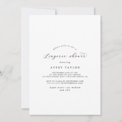 Elegant Script Lingerie Shower Invitation