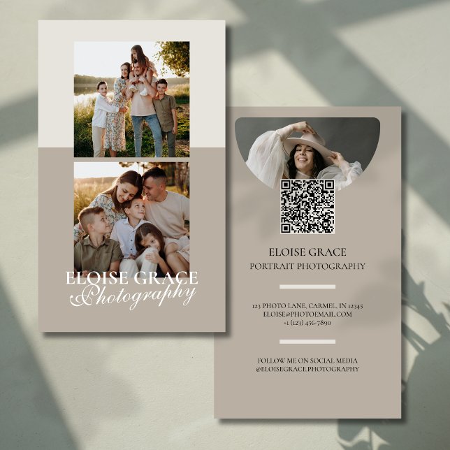 Elegant Script Logo and QR Code Photography Business Card (Elegant and professional agent business card that makes a great first impression!)