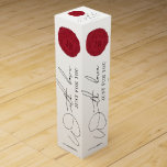 Elegant Script Logo Red Wax Stamp Business Gift Wine Box<br><div class="desc">Personalize your wine bottle with this modern wine box design. This elegant business wine gift box design features a thin calligraphy font, with a personalized message on the sides and space for your name and initials on the back. The luxurious faux red wax stamp adds style and sophistication to this...</div>