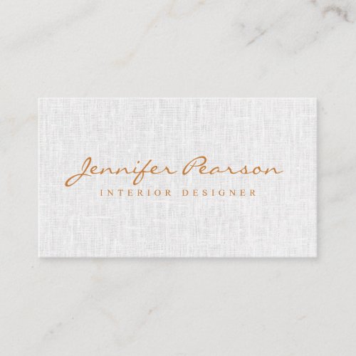 Elegant script logo simple chic modern gray linen business card
