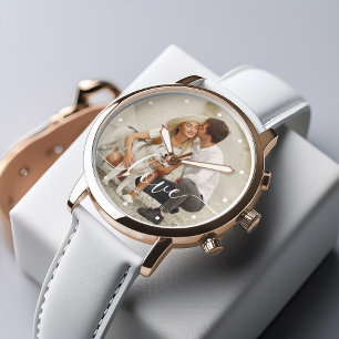 Elegant Script "Love" Custom Photo Watch
