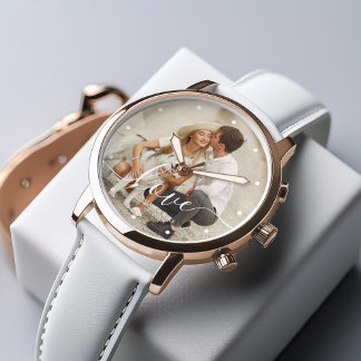Elegant Script "Love" Custom Photo Watch