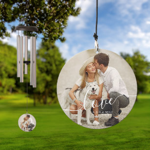 Elegant Script "Love" Custom Photo Wind Chime