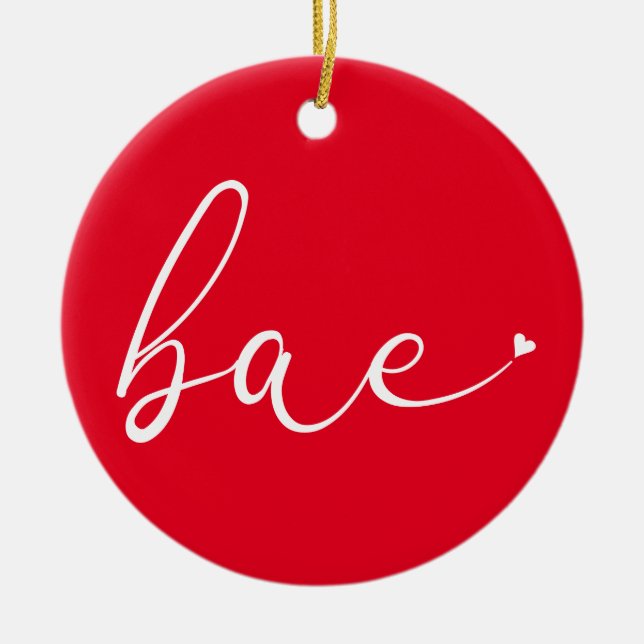 Elegant Script Love Heart Bae Definition Ceramic Ornament (Front)