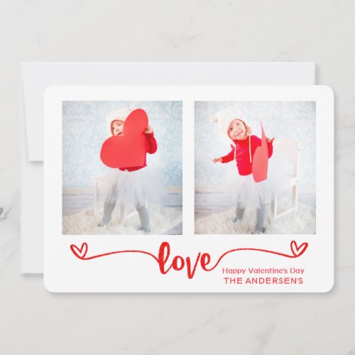 Elegant Script Love Hearts Valentines Day Photo Holiday Card