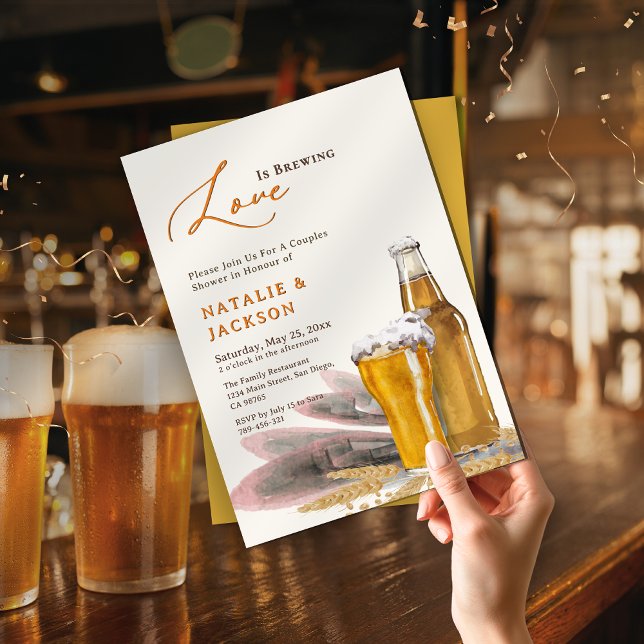 Elegant Script Love is Brewing Couples Shower Invitation (Elegant Script Love is Brewing Couples Shower Invitation)