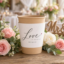 Elegant Script Love is Brewing Wedding Coffee Cup