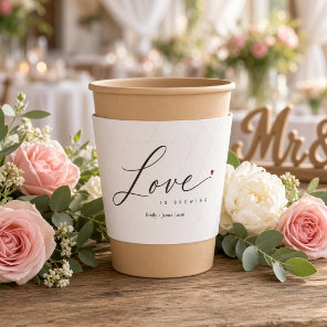 Elegant Script Love is Brewing Wedding Coffee Cup Sleeve