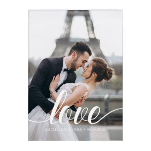 Elegant Script "Love" Overlay Photo Acrylic Print