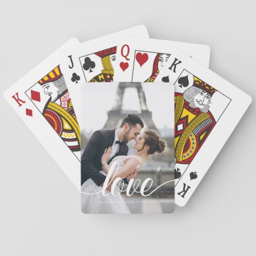 Elegant Script Love Overlay Photo Playing Cards