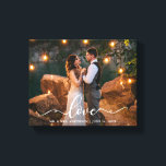 Elegant Script Love Wedding Bride Groom Photo Canvas Print<br><div class="desc">Love Elegant Script Wedding Bride and Groom Photo Canvas Print</div>