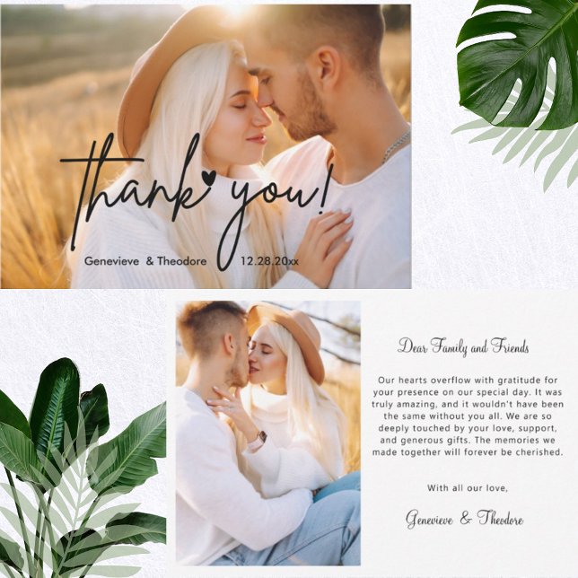 Elegant Script Love Wedding Photo Personalized Thank You Card (Creator Uploaded)