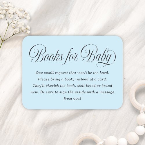 Elegant Script Lt. Blue Baby Shower Books For Baby