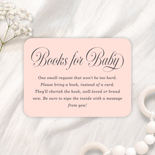 Elegant Script Lt. Pink Baby Shower Books For Baby