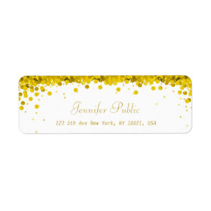 Elegant Script Luxurious Modern Gold Confetti Label