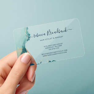 Elegant Script Marble Agate Modern Clear Business Cards