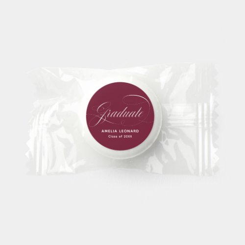 Elegant Script Maroon Graduation Mint Life Saver Mints