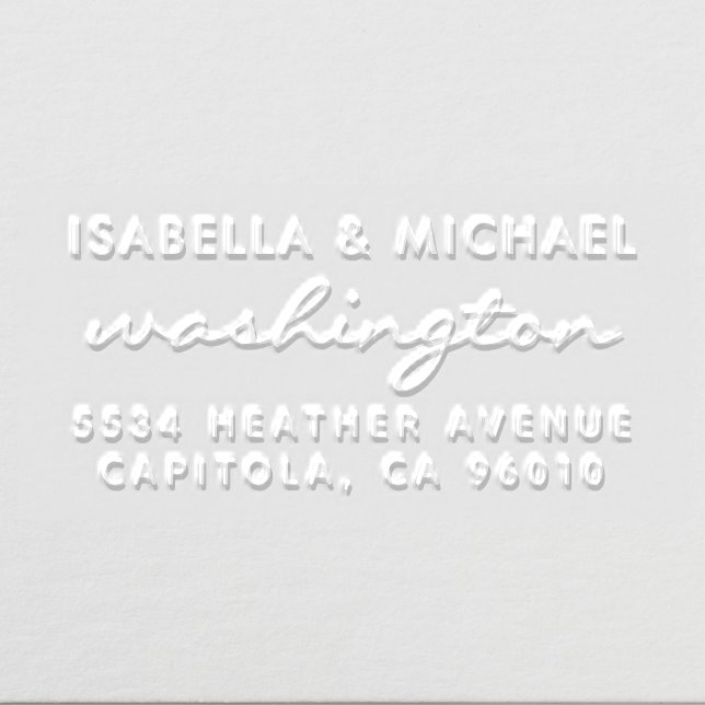 Elegant Script Married Couple Return Address Embosser (Design)