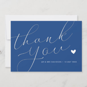 elegant script marseille bleu wedding thank you card