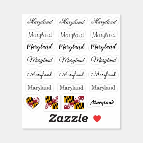 Elegant script Maryland  Maryland Flag name Set Sticker
