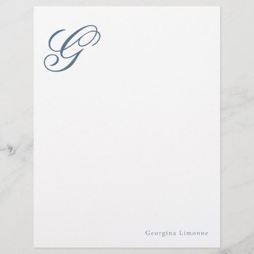 Elegant Script Masculine Blue Monogram Letterhead