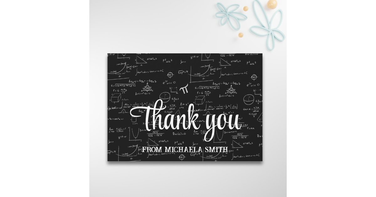 Elegant Script Mathematics Formulas Graduation Thank You Card | Zazzle