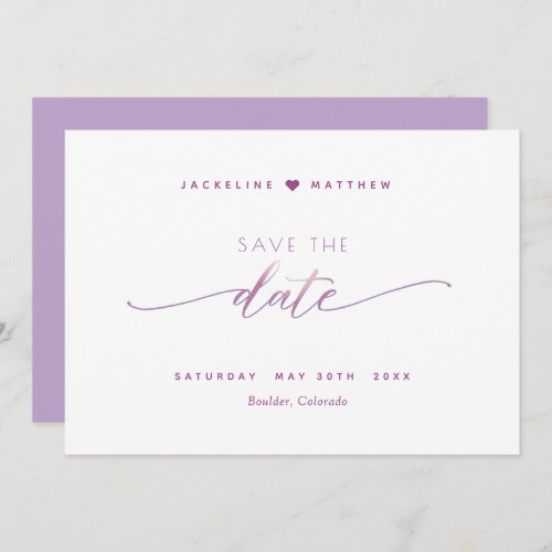 Elegant Script Mauve Lavender Simple Wedding Save The Date