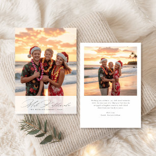 Elegant Script Mele Kalikimaka Beach Family Photo Holiday Card