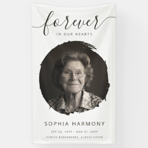 Elegant Script Memorial Funeral Photo Banner
