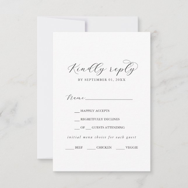 Elegant Script Menu Choice RSVP Card (Front)