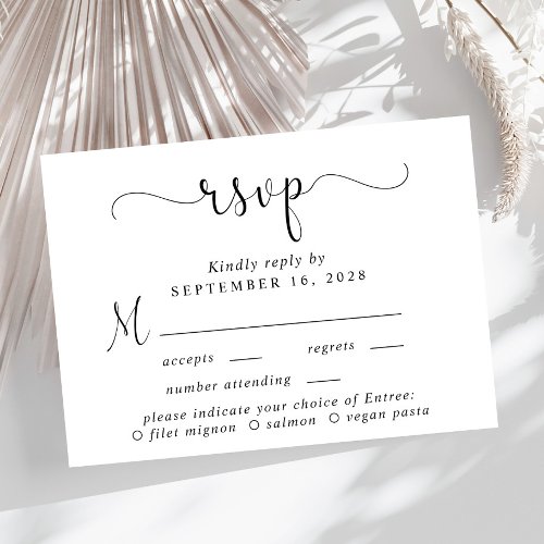 Elegant Script Menu Choice Wedding RSVP