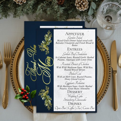 Elegant Script Menu & Thank You - Blue