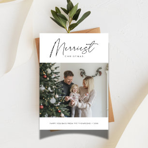Elegant Script Merriest Christmas Baby Fun Photo Holiday Card