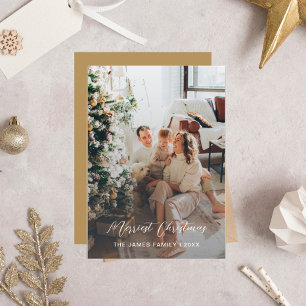 Elegant Script Merriest Christmas Photo Card