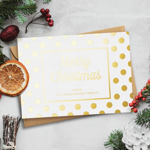 Elegant Script Merry Christmas Gold Foil Holiday Card